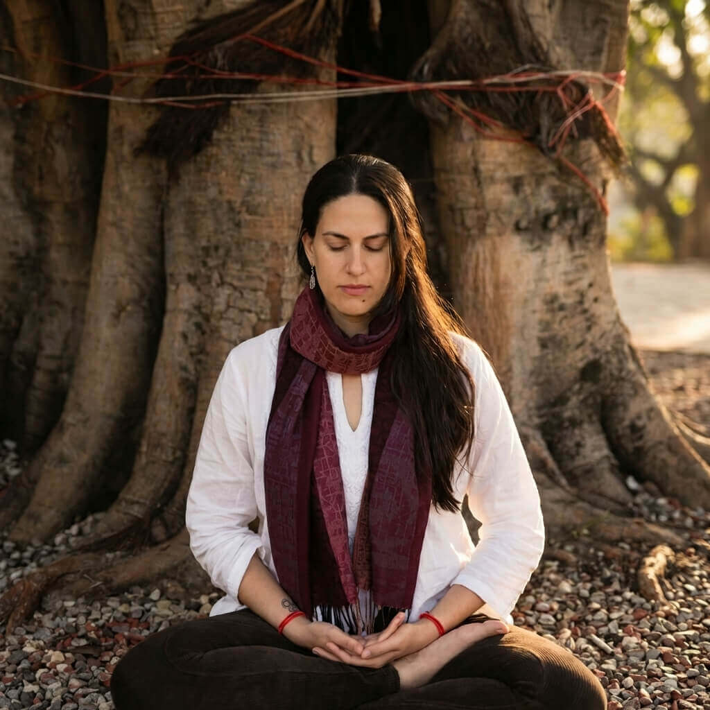 Espaço de yoga com atmosfera suave para divulgar a plataforma online